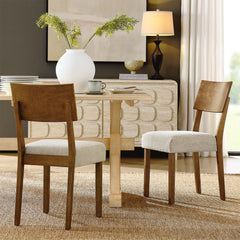 Pax Acorn Heathered Weave Light Beige Wood Dining Side Chairs (Set of 2) - Ornate Home