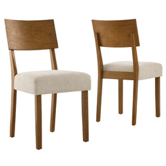 Pax Acorn Heathered Weave Light Beige Wood Dining Side Chairs (Set of 2) - Ornate Home