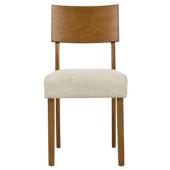 Pax Acorn Heathered Weave Light Beige Wood Dining Side Chairs (Set of 2) - Ornate Home