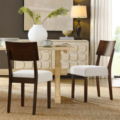 Pax Walnut/Heathered Weave Ivory Wood Dining Side Chairs (Set of 2) - Ornate Home