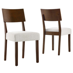 Pax Walnut/Heathered Weave Ivory Wood Dining Side Chairs (Set of 2) - Ornate Home