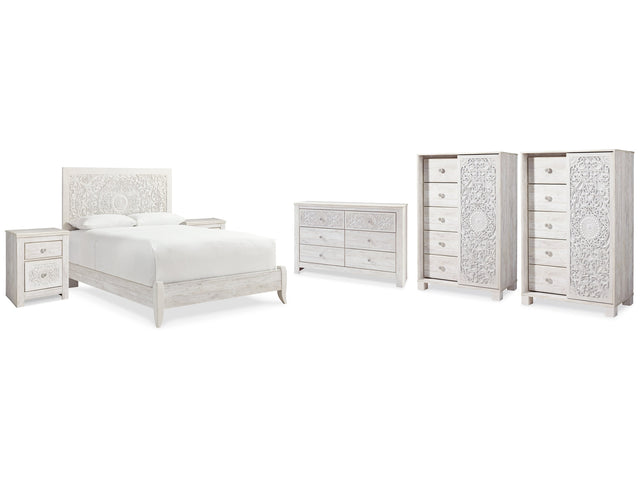 Paxberry Queen Panel Bedroom Set with Dresser, 2 Chests and 2 Nightstands (Online Special Price) - Ornate Home