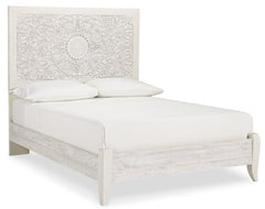 Paxberry Whitewash Full Panel Bedroom Set with Dresser, Mirror and Chest - Ornate Home