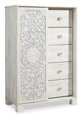 Paxberry Whitewash Full Panel Bedroom Set with Dresser, Mirror and Chest - Ornate Home