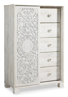 Paxberry Whitewash Full Panel Bedroom Set with Dresser, Mirror and Chest - Ornate Home