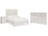 Paxberry Whitewash Full Panel Bedroom Set with Dresser and Nightstand - Ornate Home