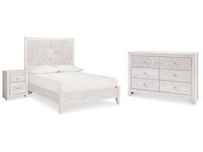 Paxberry Whitewash Full Panel Bedroom Set with Dresser and Nightstand - Ornate Home