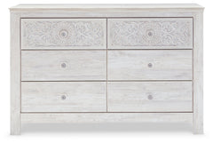 Paxberry Whitewash Full Panel Bedroom Set with Dresser and Nightstand - Ornate Home