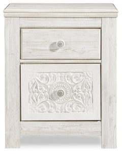 Paxberry Whitewash Full Panel Bedroom Set with Dresser and Nightstand - Ornate Home
