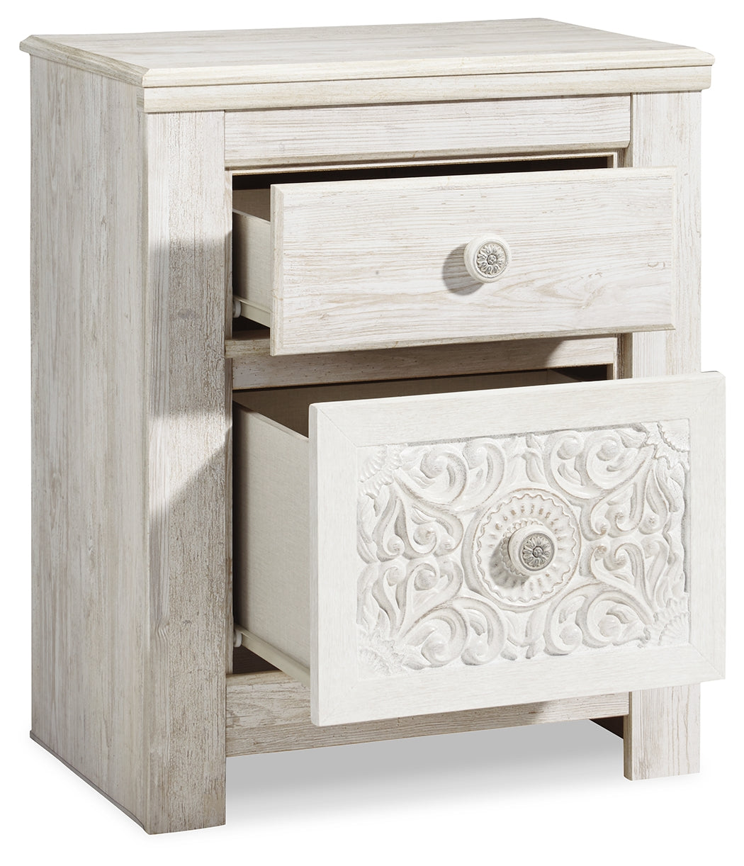 Paxberry Whitewash Full Panel Bedroom Set with Dresser and Nightstand - Ornate Home