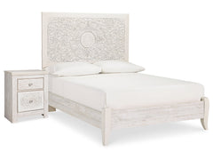 Paxberry Whitewash Full Panel Bedroom Set with Nightstand - Ornate Home