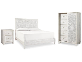 Paxberry Whitewash King Panel Bed & Chest & Nightstand (Online Special Price) - Ornate Home