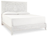 Paxberry Whitewash King Panel Bed & Dresser & Mirror & Nightstand (Online Special Price) - Ornate Home