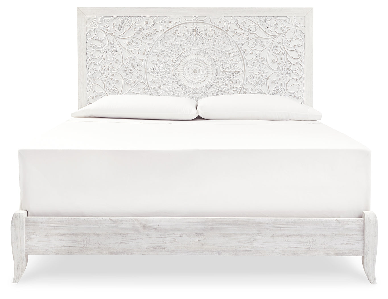 Paxberry Whitewash King Panel Bed & Dresser & Mirror & Nightstand (Online Special Price) - Ornate Home