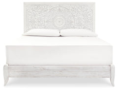 Paxberry Whitewash King Panel Bed & Dresser & Mirror & Nightstand - Ornate Home