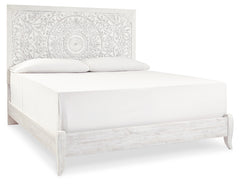 Paxberry Whitewash King Panel Bed & Dresser & Mirror & Nightstand - Ornate Home