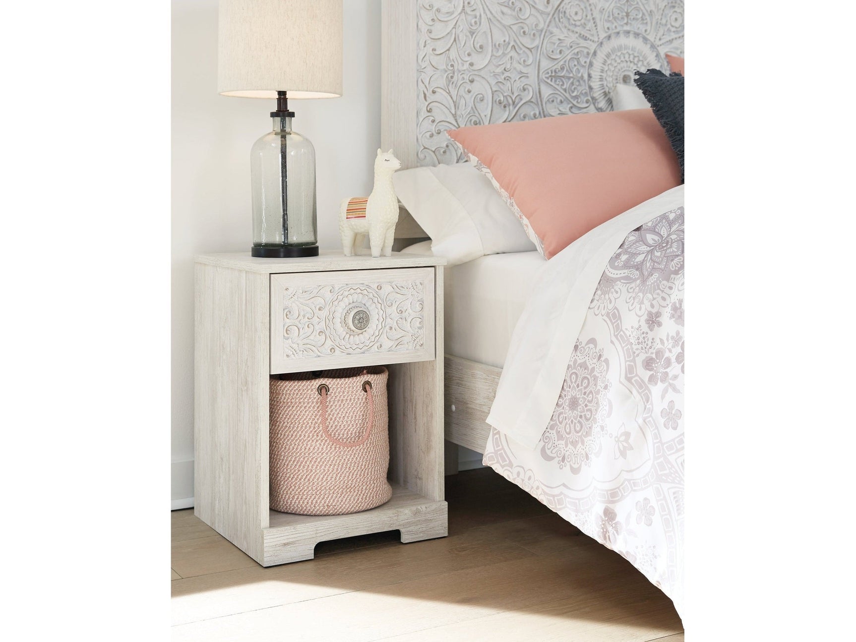 Paxberry Whitewash Nightstand (Online Special Price) (22.09" H) - Ornate Home