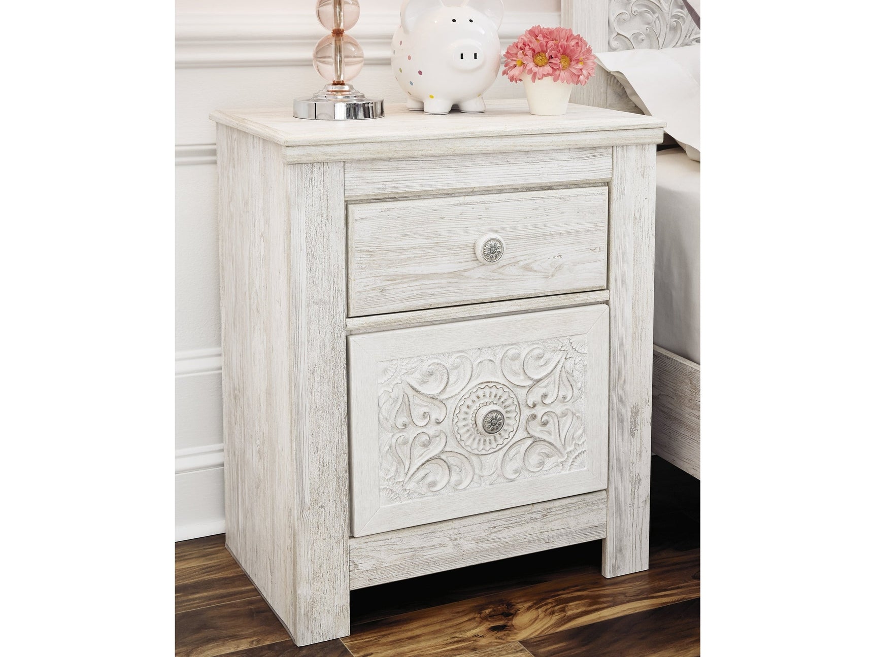 Paxberry Whitewash Nightstand (Online Special Price) (29.21" H) - Ornate Home