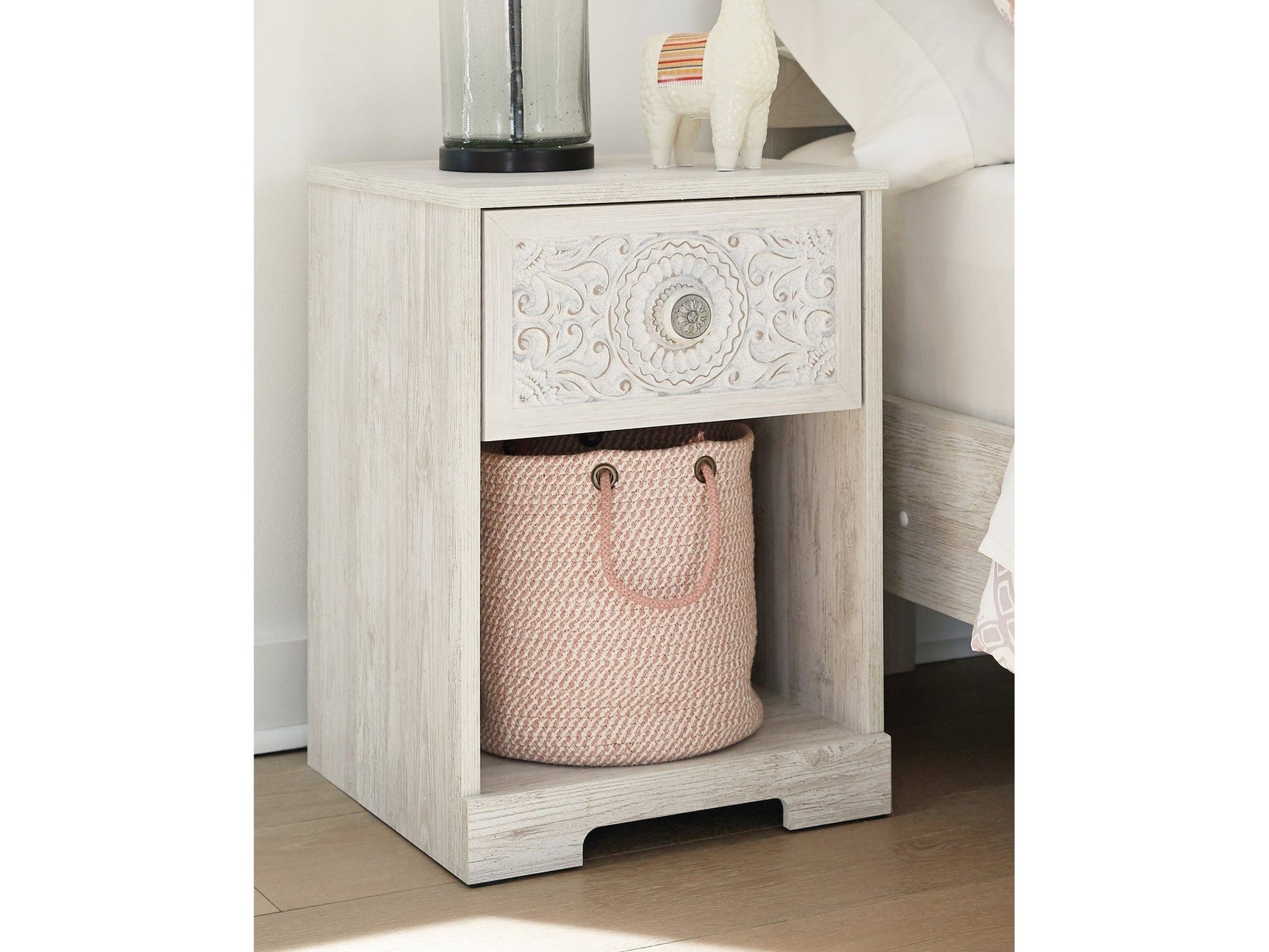 Paxberry Whitewash One Drawer Nightstand (Online Special Price) - Ornate Home