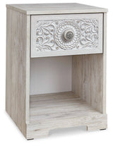 Paxberry Whitewash One Drawer Nightstand - Ornate Home