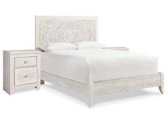 Paxberry Whitewash Queen Panel Bedroom Set with 2 Nightstands - Ornate Home