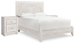 Paxberry Whitewash Queen Panel Bedroom Set with 2 Nightstands - Ornate Home