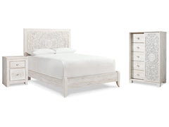 Paxberry Whitewash Queen Panel Bedroom Set with Chest and Nightstand - Ornate Home