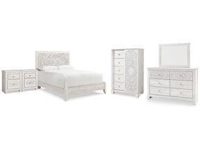 Paxberry Whitewash Queen Panel Bedroom Set with Dresser, Mirror, Chest and 2 Nightstands (Online Special Price) - Ornate Home