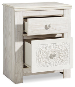 Paxberry Whitewash Queen Panel Bedroom Set with Dresser, Mirror, Chest and 2 Nightstands - Ornate Home