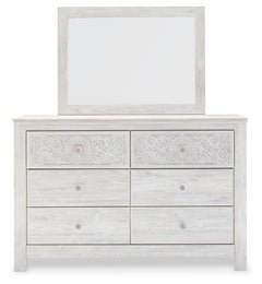 Paxberry Whitewash Queen Panel Bedroom Set with Dresser, Mirror, Chest and Nightstand - Ornate Home