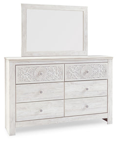 Paxberry Whitewash Queen Panel Bedroom Set with Dresser, Mirror, Chest and Nightstand - Ornate Home