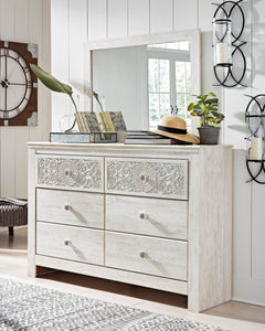 Paxberry Whitewash Queen Panel Bedroom Set with Dresser, Mirror and Nightstand - Ornate Home