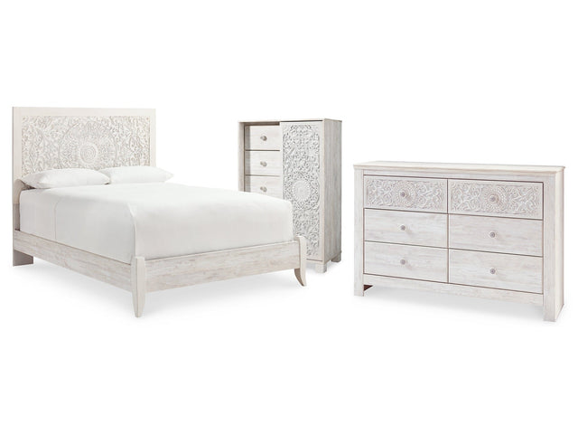 Paxberry Whitewash Queen Panel Bedroom Set with Dresser and Chest (Online Special Price) - Ornate Home