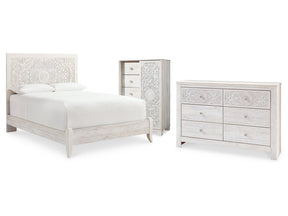 Paxberry Whitewash Queen Panel Bedroom Set with Dresser and Chest - Ornate Home
