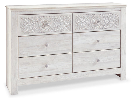 Paxberry Whitewash Queen Panel Bedroom Set with Dresser and Chest - Ornate Home