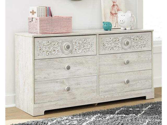 Paxberry Whitewash Six Drawer Dresser - Ornate Home