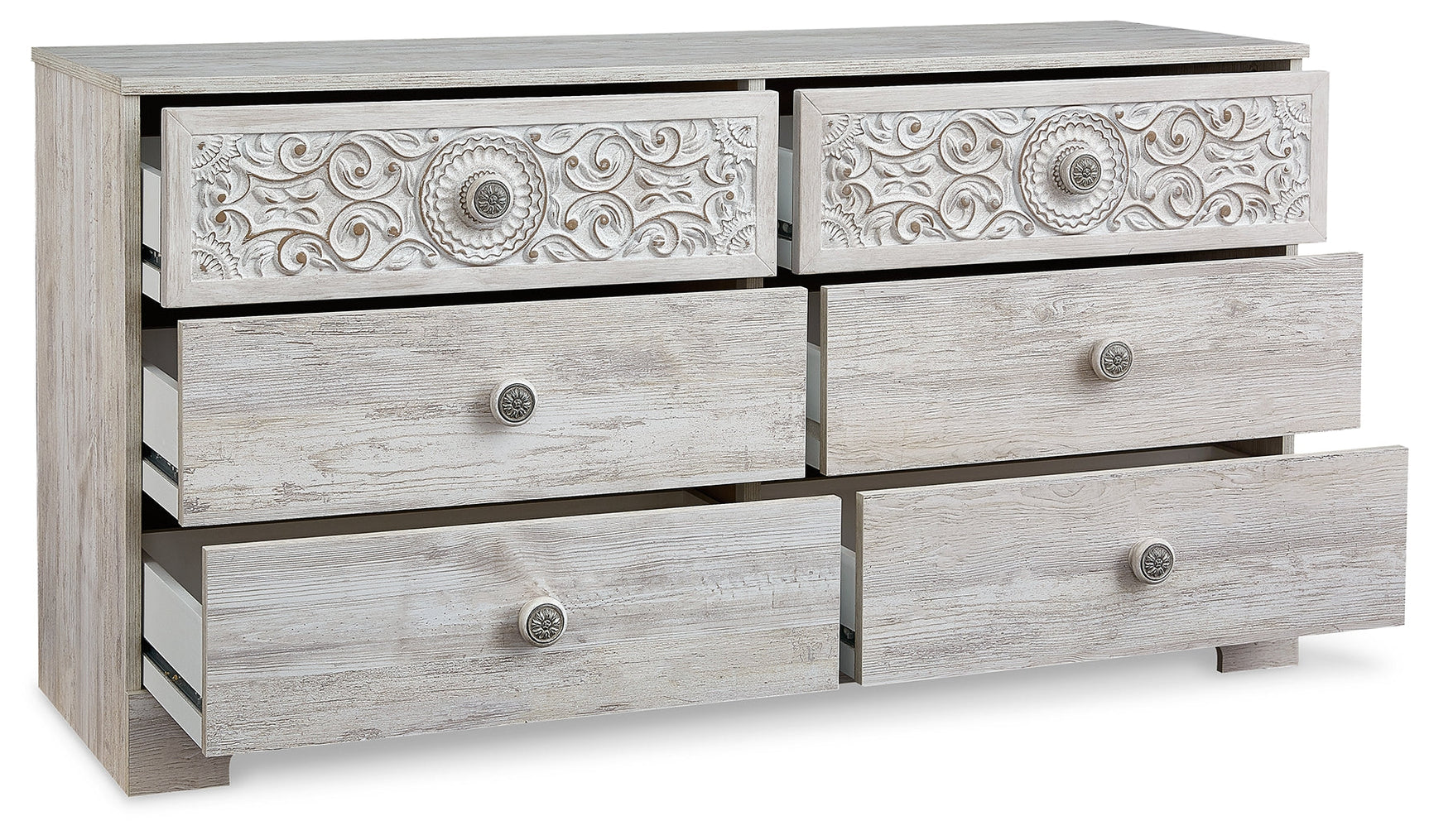 Paxberry Whitewash Six Drawer Dresser - Ornate Home