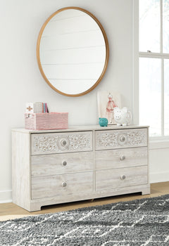 Paxberry Whitewash Six Drawer Dresser - Ornate Home
