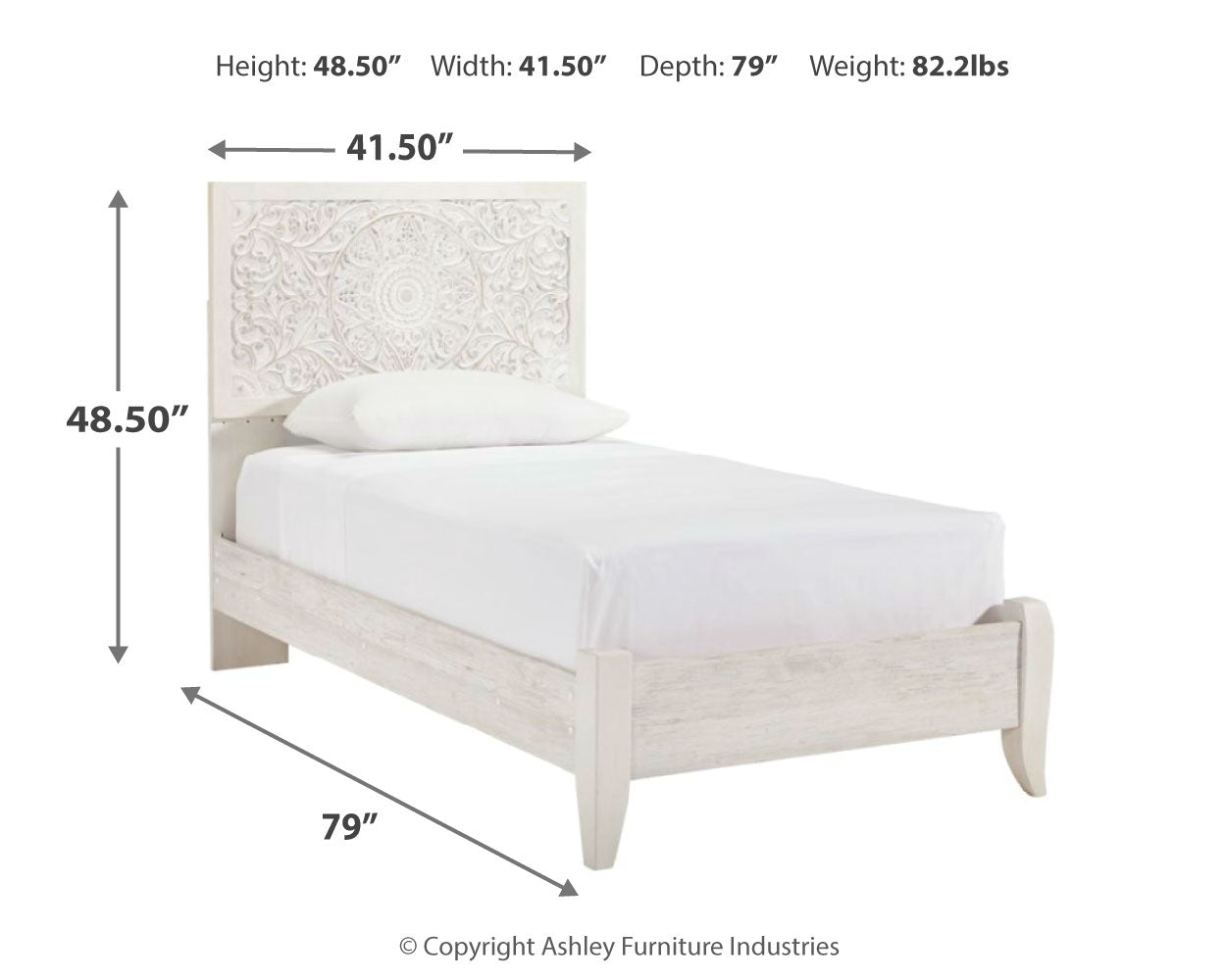Paxberry Whitewash Twin Panel Bed (Online Special Price) - Ornate Home