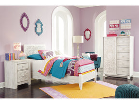 Paxberry Whitewash Twin Panel Bedroom Set with Chest and Nightstand (Online Special Price) - Ornate Home