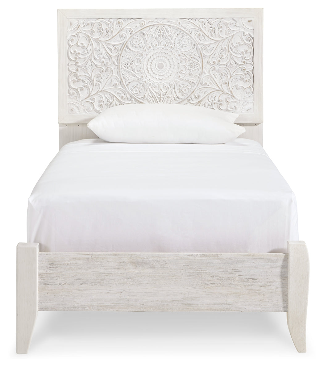 Paxberry Whitewash Twin Panel Bedroom Set with Nightstand (Online Special Price) - Ornate Home