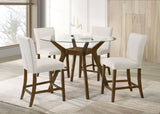 Paxton Brown/Beige 5-piece Round Glass Top Counter Height Dining Set - Ornate Home