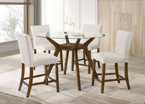 Paxton Brown/Beige 5-piece Round Glass Top Counter Height Dining Set - Ornate Home