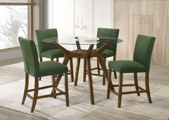 Paxton Brown/Green 5-piece Round Glass Top Counter Height Dining Set - Ornate Home