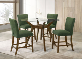 Paxton Brown/Green 5-piece Round Glass Top Counter Height Dining Set - Ornate Home