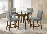 Paxton Brown/Grey 5-piece Round Glass Top Counter Height Dining Set - Ornate Home