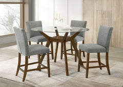 Paxton Brown/Grey 5-piece Round Glass Top Counter Height Dining Set - Ornate Home