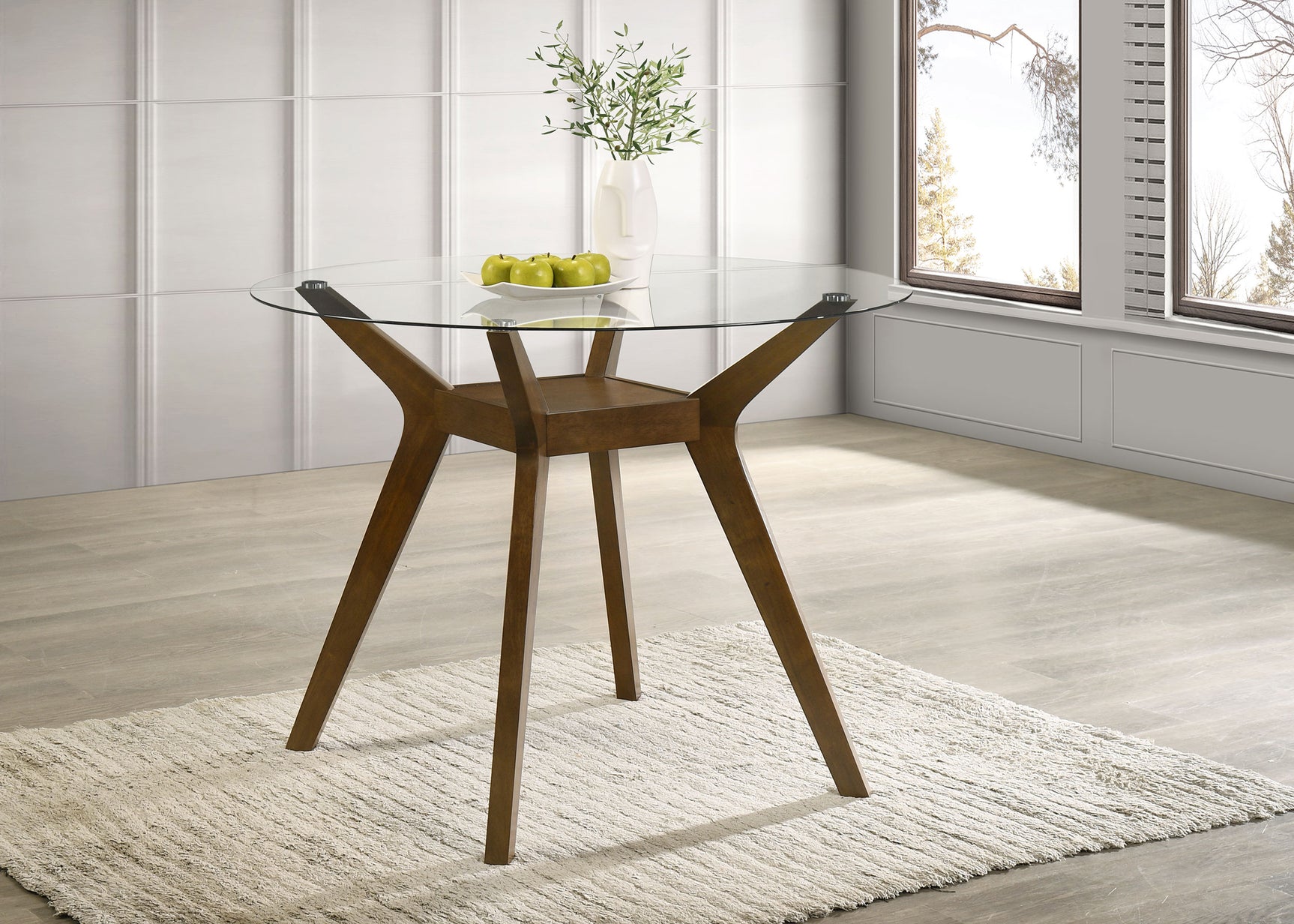 Paxton Brown Round 48-inch Glass Top Counter Height Dining Table - Ornate Home