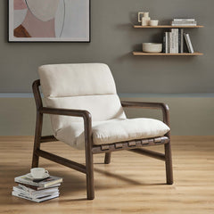 Paxton Dune Fabric Walnut Wood Sling Chair - Ornate Home