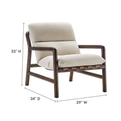 Paxton Dune Fabric Walnut Wood Sling Chair - Ornate Home